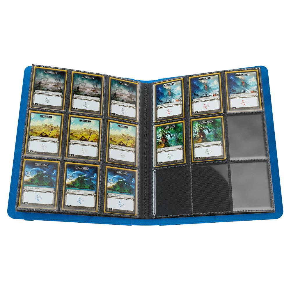 Blue Prime Album by Gamegenic, featuring 18 pockets filled with trading cards, showcasing vibrant artwork and organized storage.