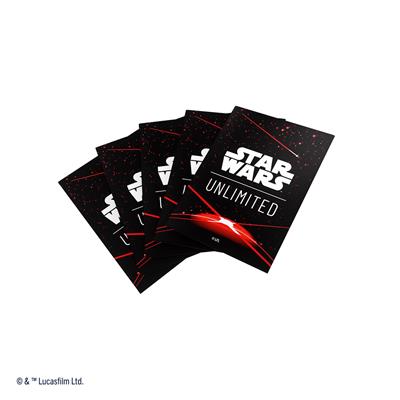 Gamegenic Star Wars Unlimited card sleeves in red, featuring a sleek design with the logo and a starry background.