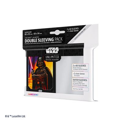 Gamegenic Star Wars Unlimited Darth Vader double sleeving pack includes two sets of 60 sleeves for card protection.