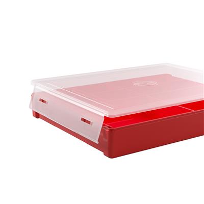 Red Gamegenic Token Silo Convertible with a clear lid, designed for organizing gaming tokens and accessories.