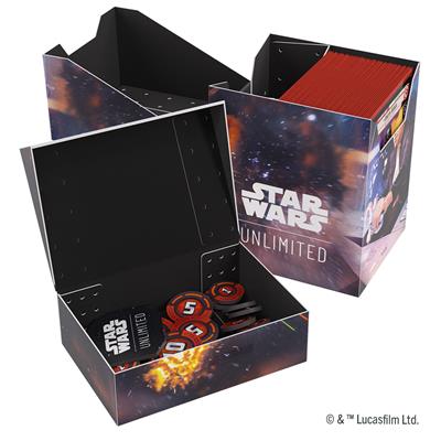 Gamegenic Deck Box featuring Star Wars Unlimited design with Han Solo and the Millennium Falcon, ideal for card storage.