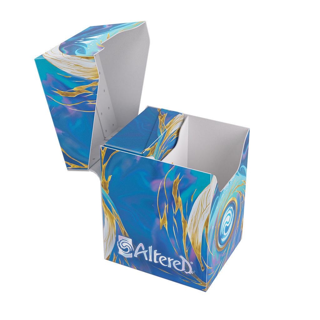 Soft box for Altered TCG featuring an ice storm design, ideal for storing trading cards securely and stylishly.