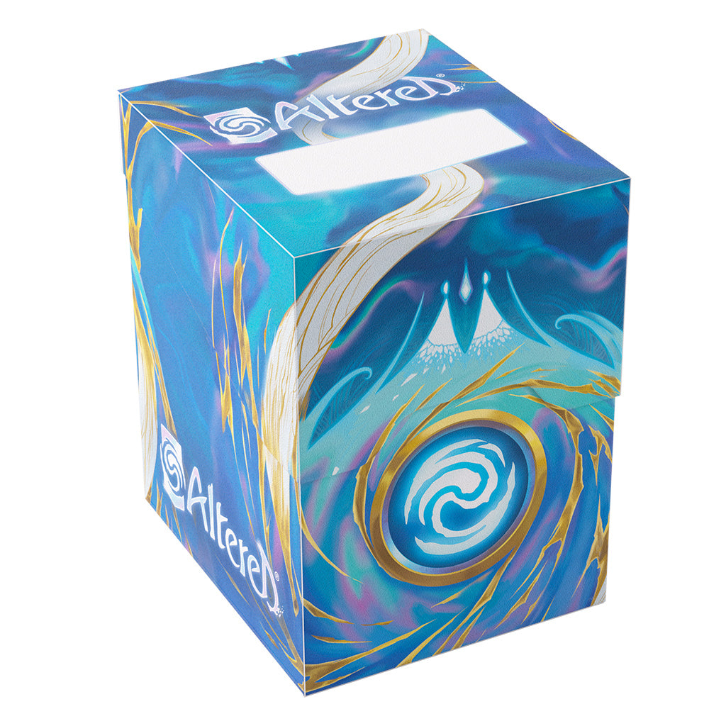 Soft box for Altered TCG featuring an icy blue design with swirling patterns and a central circular emblem.
