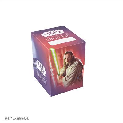 Gamegenic Deck Box featuring Qui-Gon Jinn from Star Wars Unlimited, designed for card storage and protection.