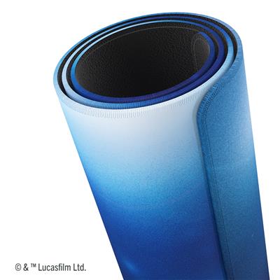 Rolled Gamegenic playmat featuring a blue gradient design, ideal for Star Wars Unlimited gaming sessions.