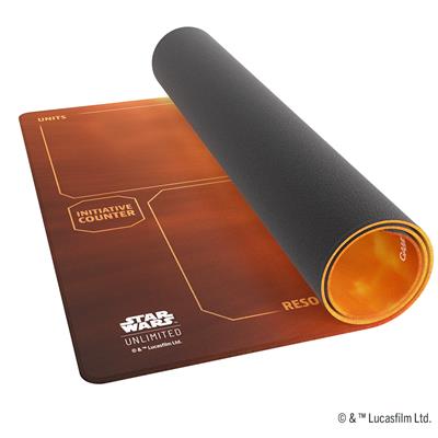 Gamegenic playmat featuring Star Wars Unlimited design with Fett's Firespray, ideal for tabletop gaming.