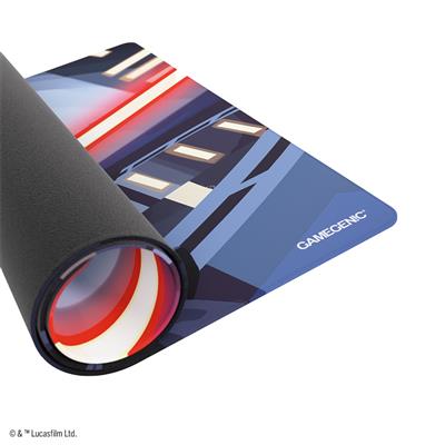 Gamegenic Playmat featuring Darth Maul from Star Wars Unlimited, showcasing vibrant colors and dynamic design for gaming.