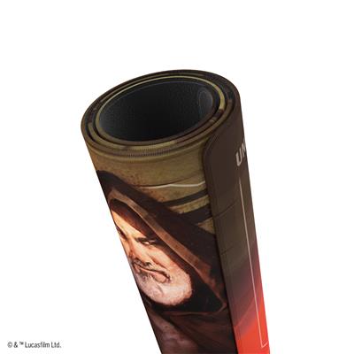 Rolled Gamegenic playmat featuring artwork of Baylan and Shin Hati from Star Wars Unlimited. Ideal for tabletop gaming.