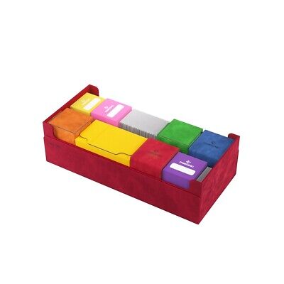 Red Game Genic Deck Box: Dungeon 1100+ Convertible, designed for organizing and storing trading cards with multiple compartments.