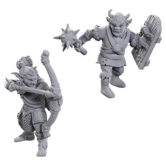 Two unpainted goblin miniatures from Dungeons & Dragons Nolzur's Marvelous Miniatures, celebrating the 50th anniversary.