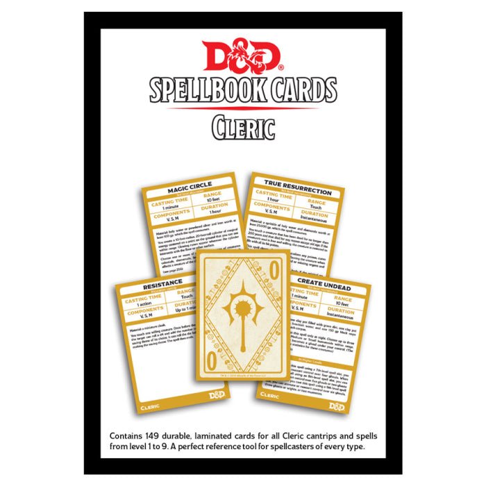 Collection of Dungeons & Dragons: Spellbook Cards: Cleric in a gallery layout