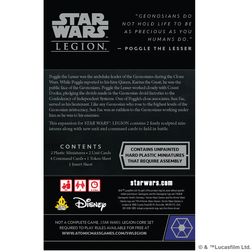 Star Wars Legion: Sun Fac and Poggle the Lesser